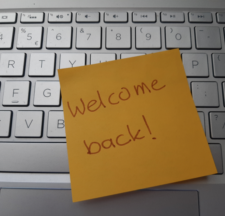 welcome back sign on keyboard
