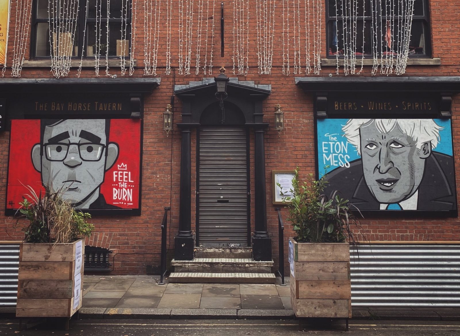 grafitti of boris on a closed pub