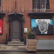 grafitti of boris on a closed pub