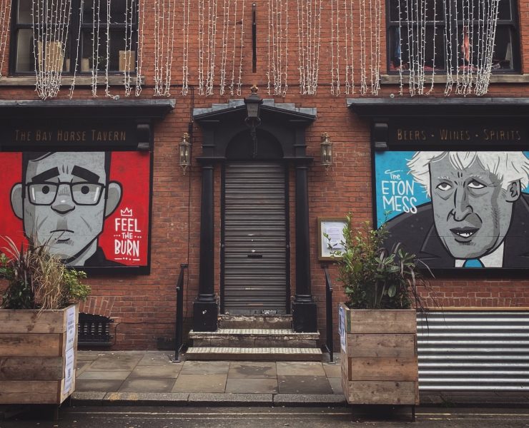 grafitti of boris on a closed pub