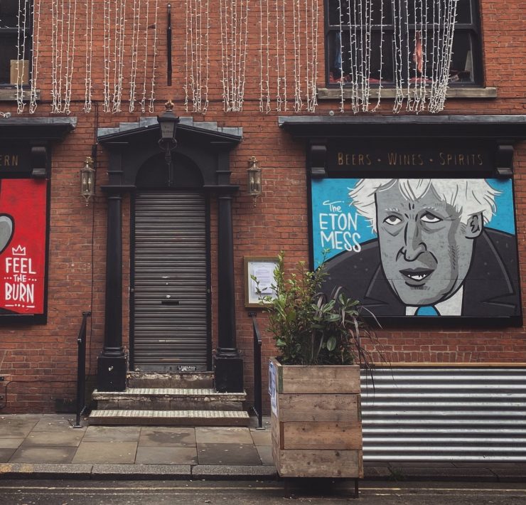 grafitti of boris on a closed pub