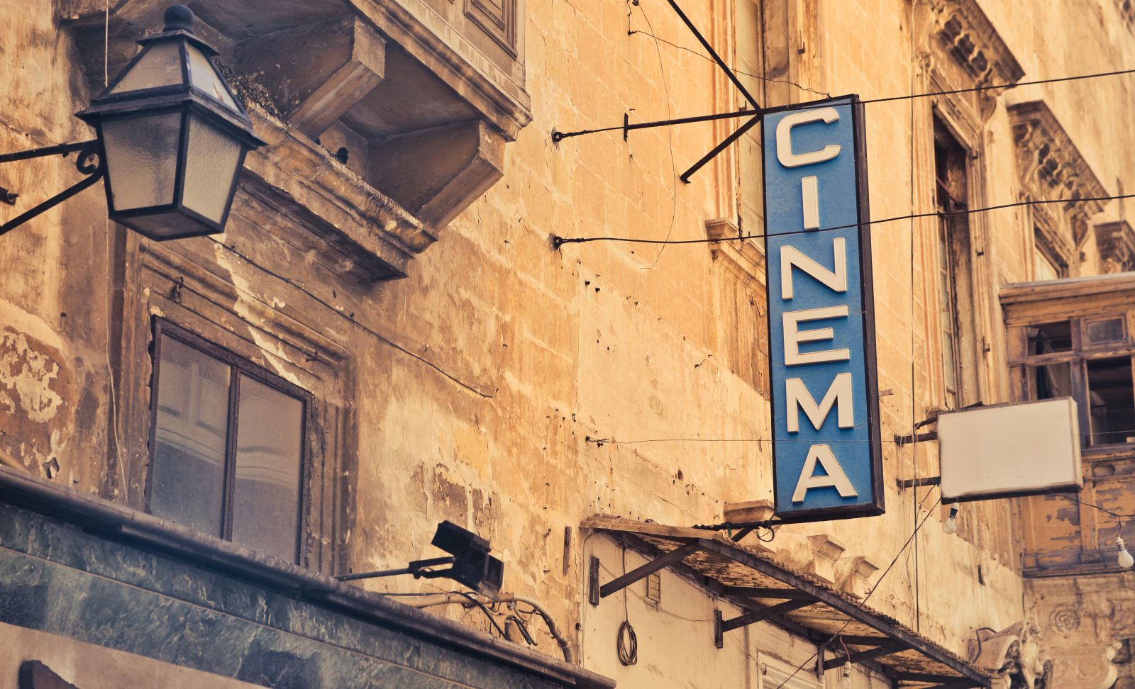 Cinema sign in a European village