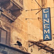 Cinema sign in a European village