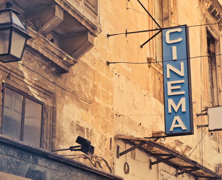 Cinema sign in a European village