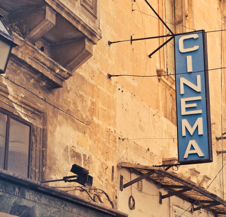 Cinema sign in a European village
