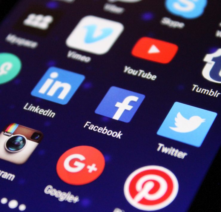 social media icons on a screen