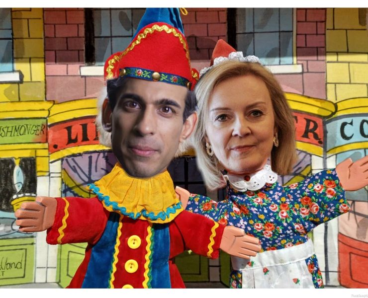 Rishi Sunak and Liz Truss as Punch and Judy