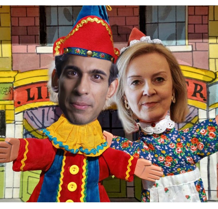 Rishi Sunak and Liz Truss as Punch and Judy