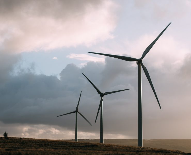 Three Windmills on an onshore wind farm