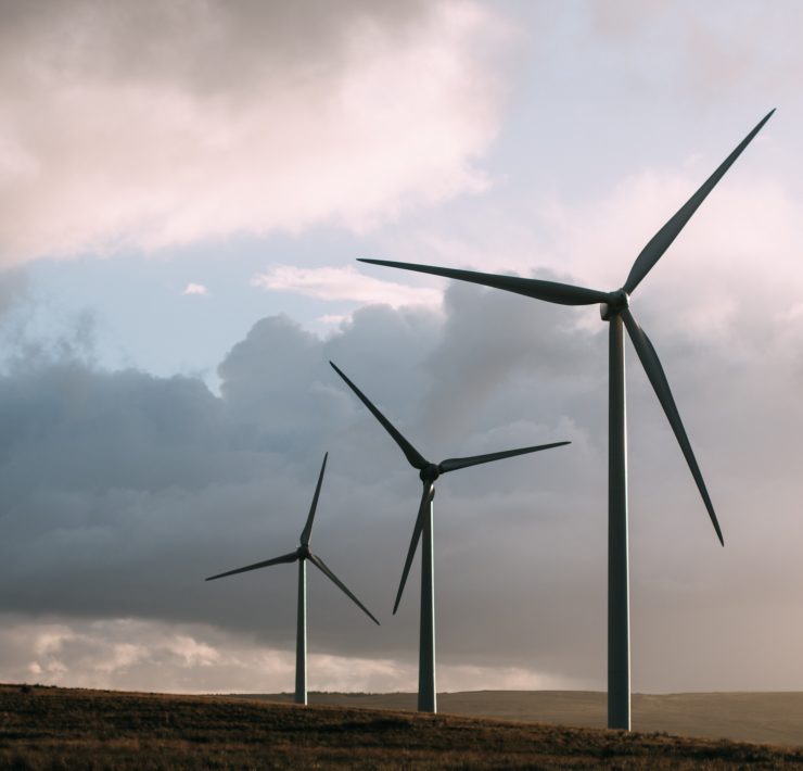 Three Windmills on an onshore wind farm