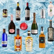 The Malestrom festive booze guide 2022 picture featuring multiple floating bottles