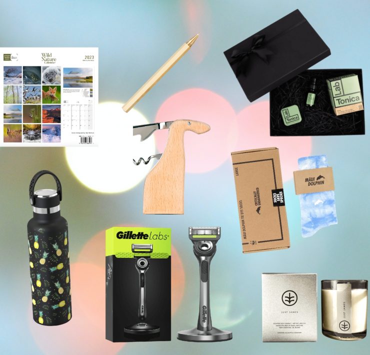 the malestrom stocking filler gift guide 20222 image of prestents floating against a background of lights