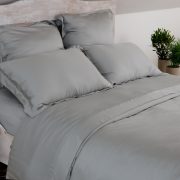 ethical bedding duvet cover and pillows on a bed