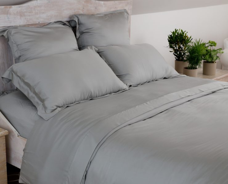 ethical bedding duvet cover and pillows on a bed