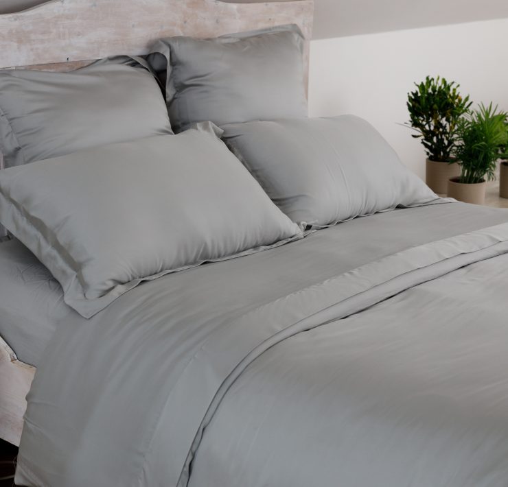 ethical bedding duvet cover and pillows on a bed
