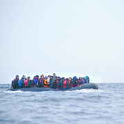 boat full of migrants crossing the channel
