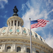 American flag outside the capitol building