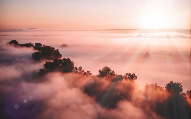 misty mountains at dawn