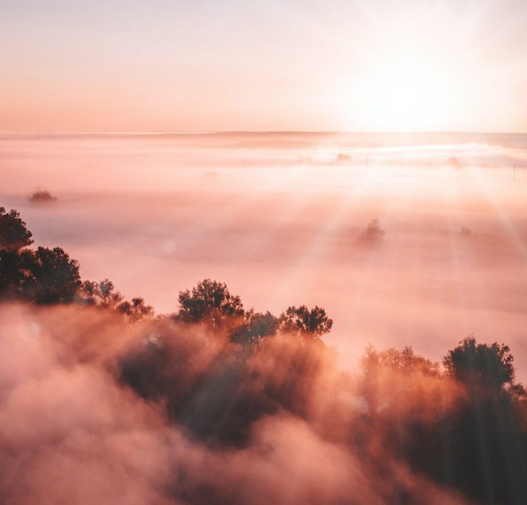 misty mountains at dawn