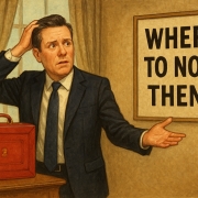 Ai render of Kier Starmer looking confused with budget box by his side