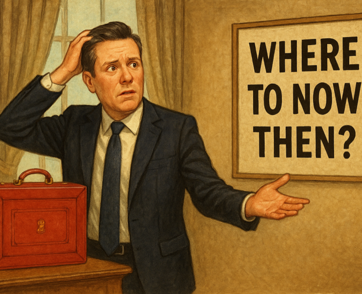 Ai render of Kier Starmer looking confused with budget box by his side