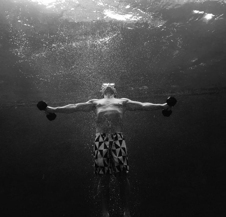 Laird Hamilton working out underwater
