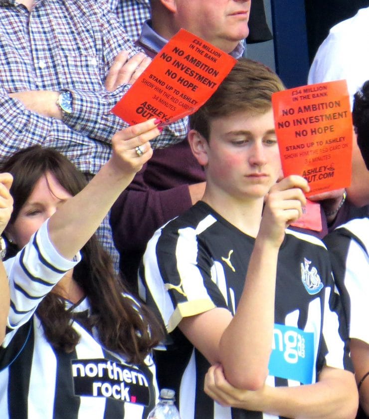 Newcastle United fans protest over club owner Mike Ashley