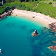 Arial view of Beauport Bay in Jersey