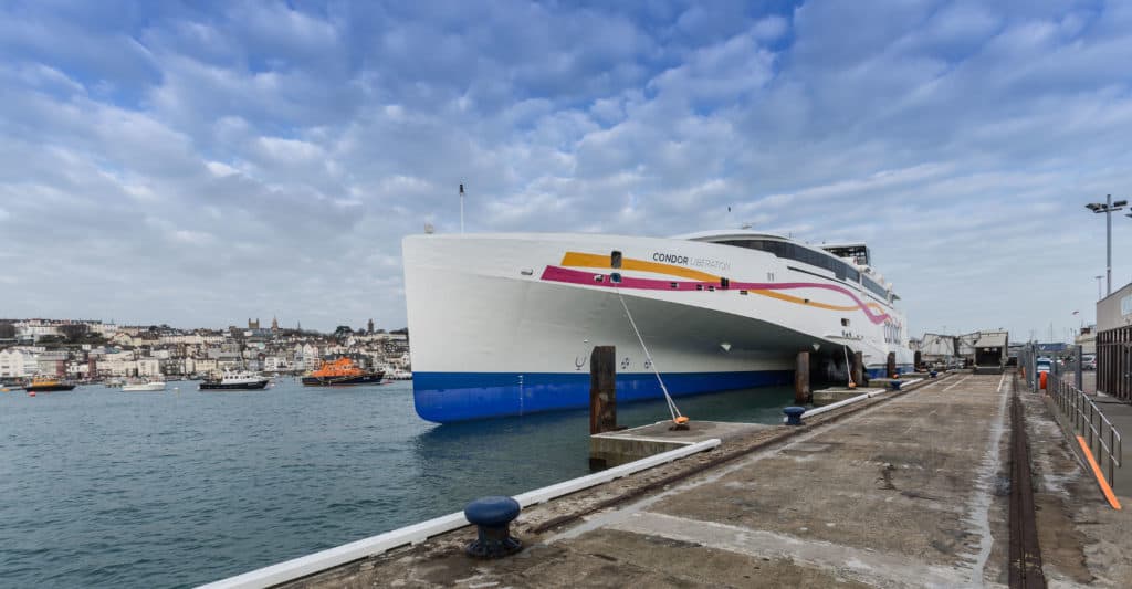 Ferry Condor Liberation first official visit to Guernsey and Jersey.