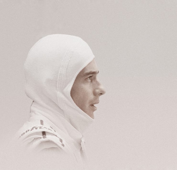 Ayrton Senna 30th May 1994 in williams garage Imola Italy. San Marino GP