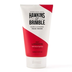 A tube of Hawkis & Brimble Face Wash
