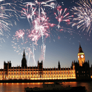 Houses of Parliament with Fireworks behind