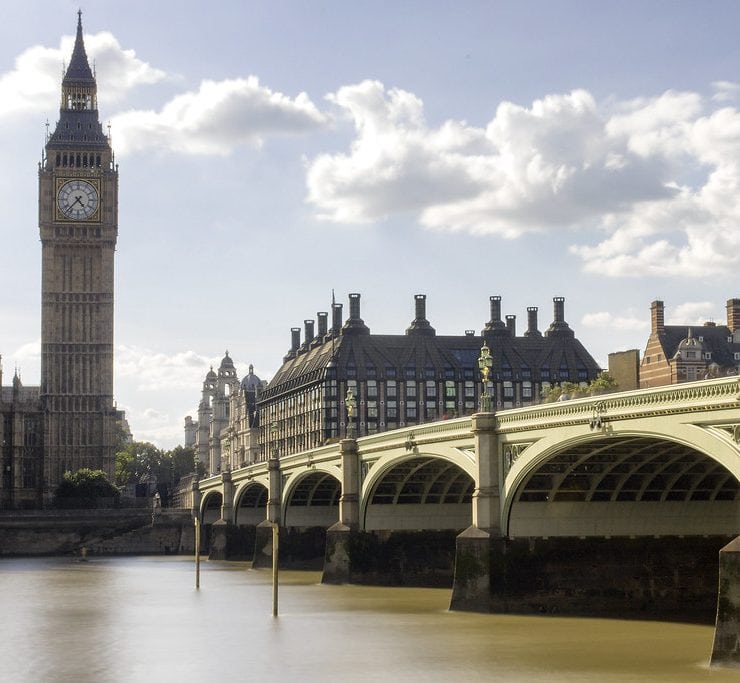 Parliament from Westminster Bridge in the sun