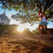 A runner taking part in the Bagan temple marathon