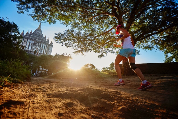 A runner taking part in the Bagan temple marathon