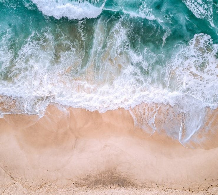 Waves rolling on the shoreline