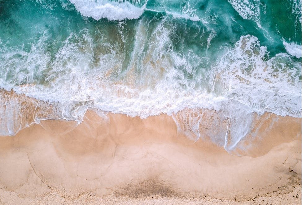 Waves rolling on the shoreline