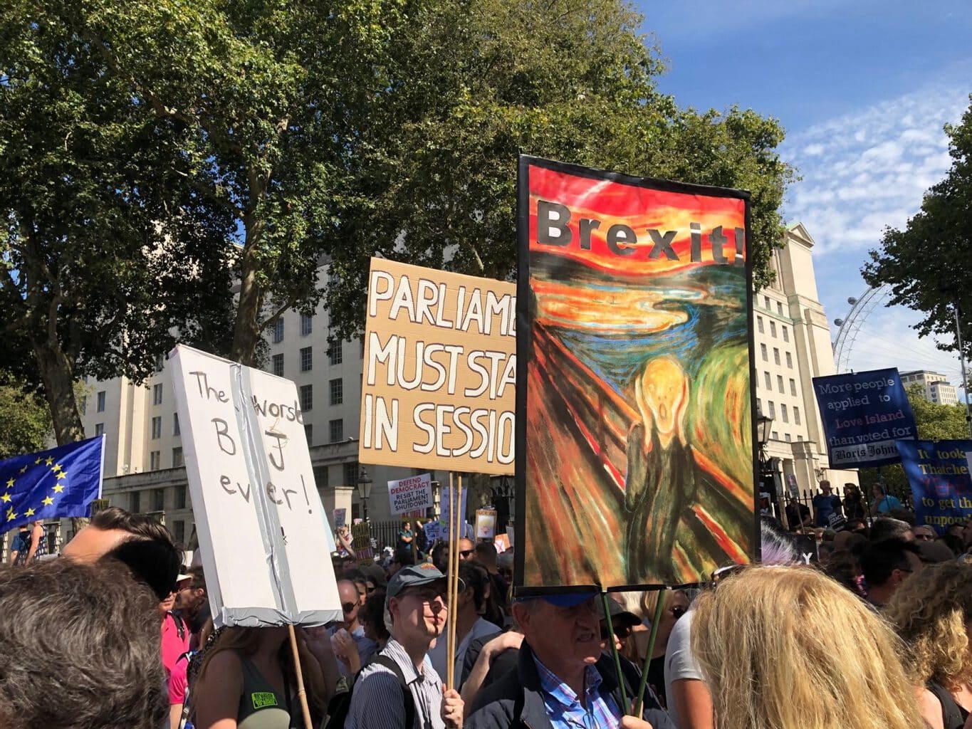Protesters in London agiainst Parliament not being able to stand
