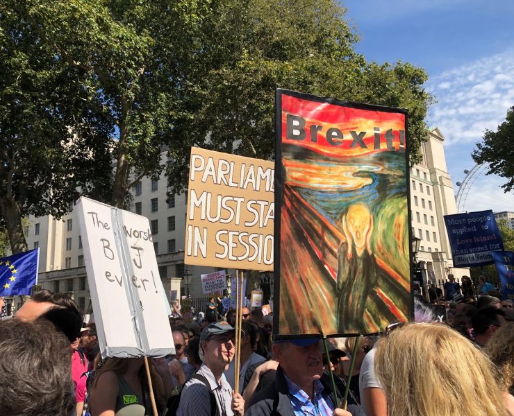 Protesters in London agiainst Parliament not being able to stand