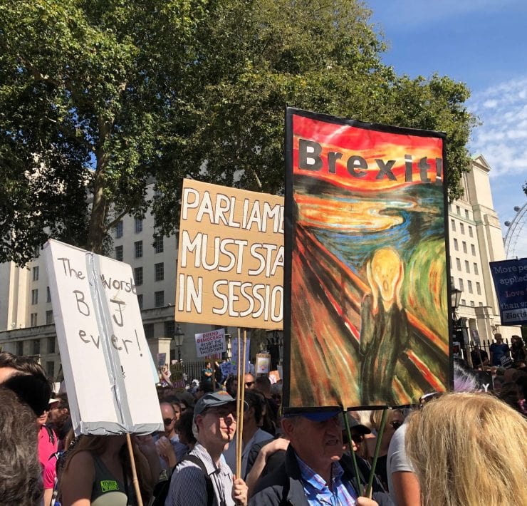 Protesters in London agiainst Parliament not being able to stand